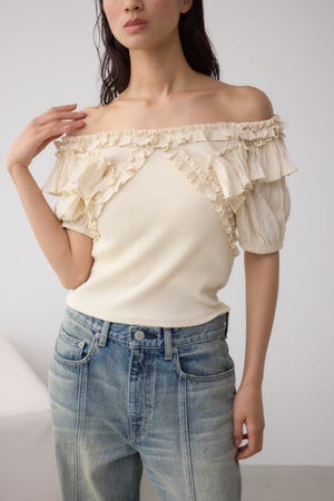 【堀田茜さん着用アイテム】コンビネーション2WAYフリルトップス