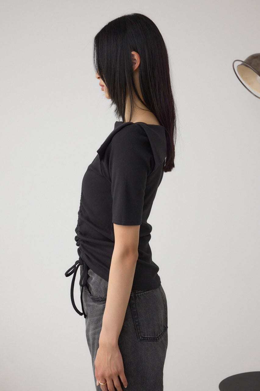 スクエアネックドロストカットトップス BLK FREE