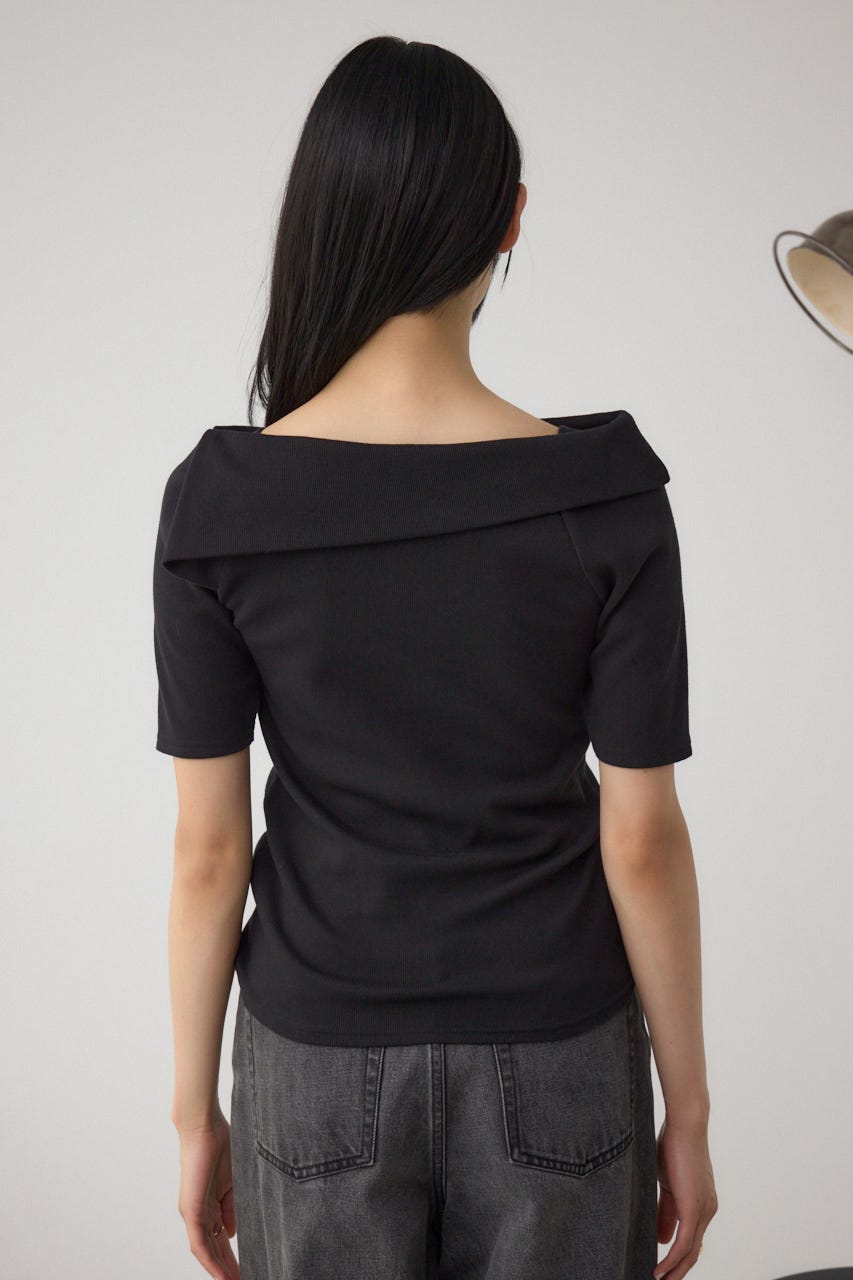 スクエアネックドロストカットトップス BLK FREE