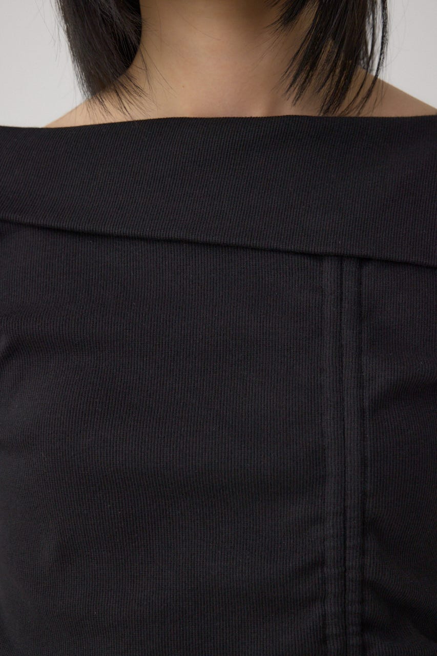 スクエアネックドロストカットトップス BLK FREE