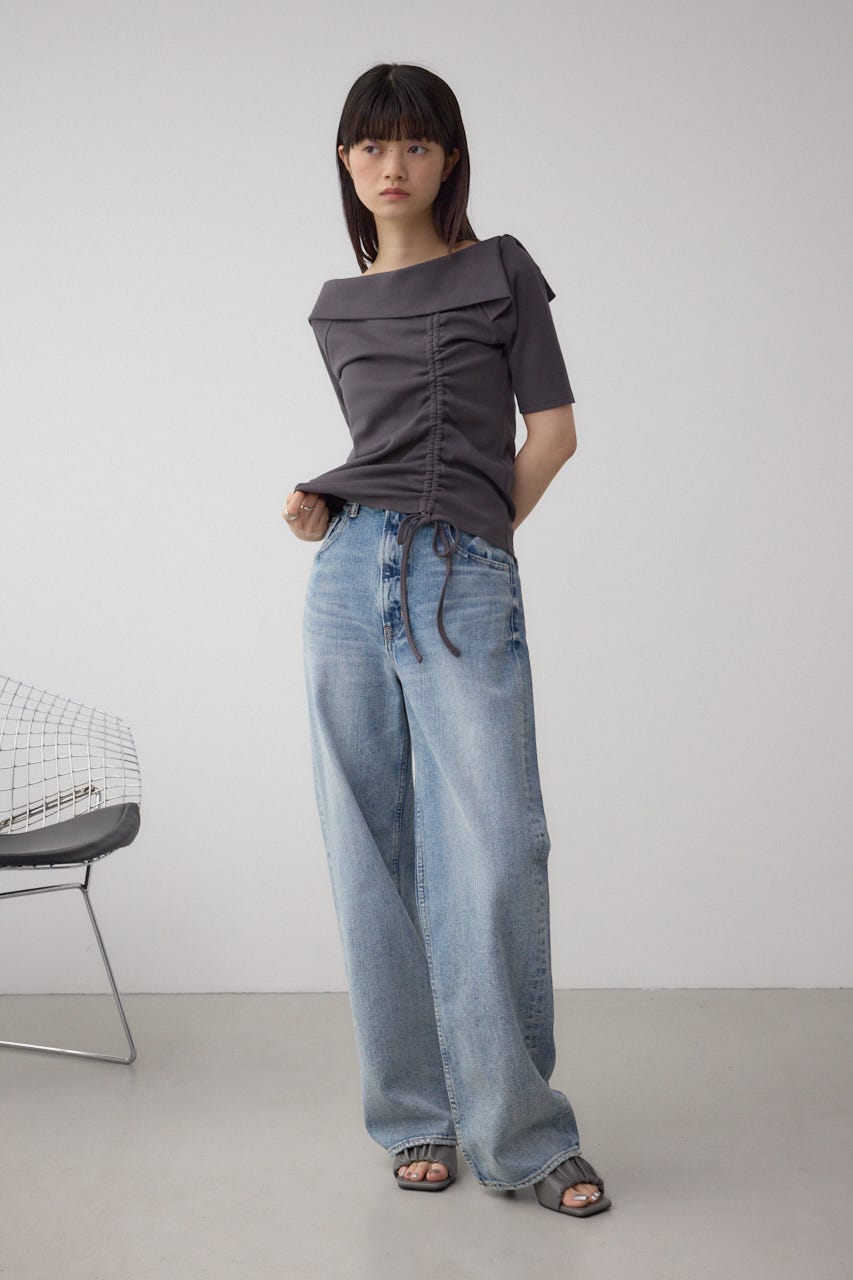 スクエアネックドロストカットトップス C.GRY FREE