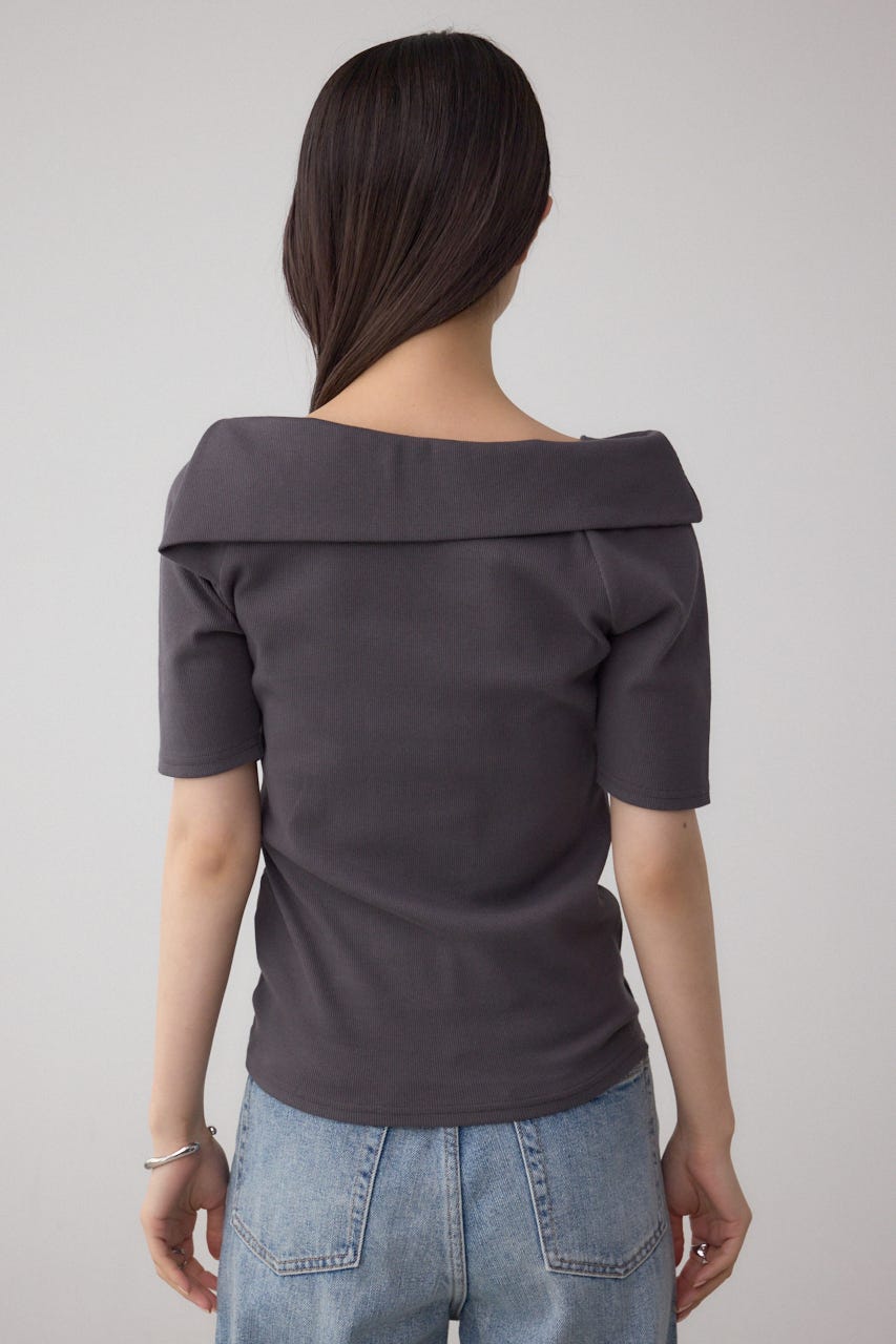 スクエアネックドロストカットトップス C.GRY FREE