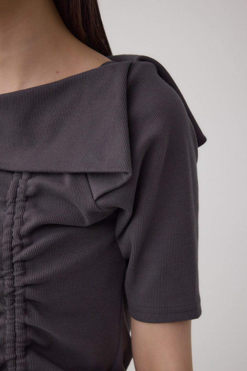 スクエアネックドロストカットトップス C.GRY FREE