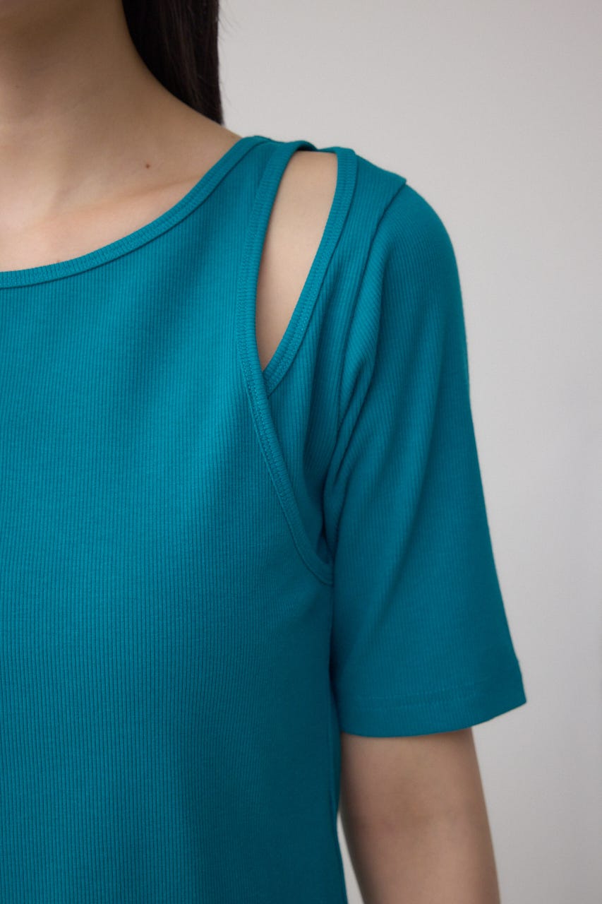 デザインネックショートTシャツ BLU FREE