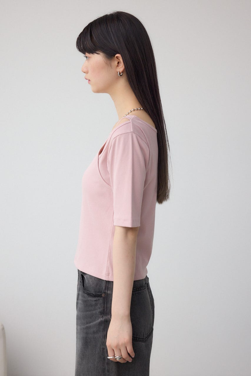 デザインネックショートTシャツ L/PNK FREE