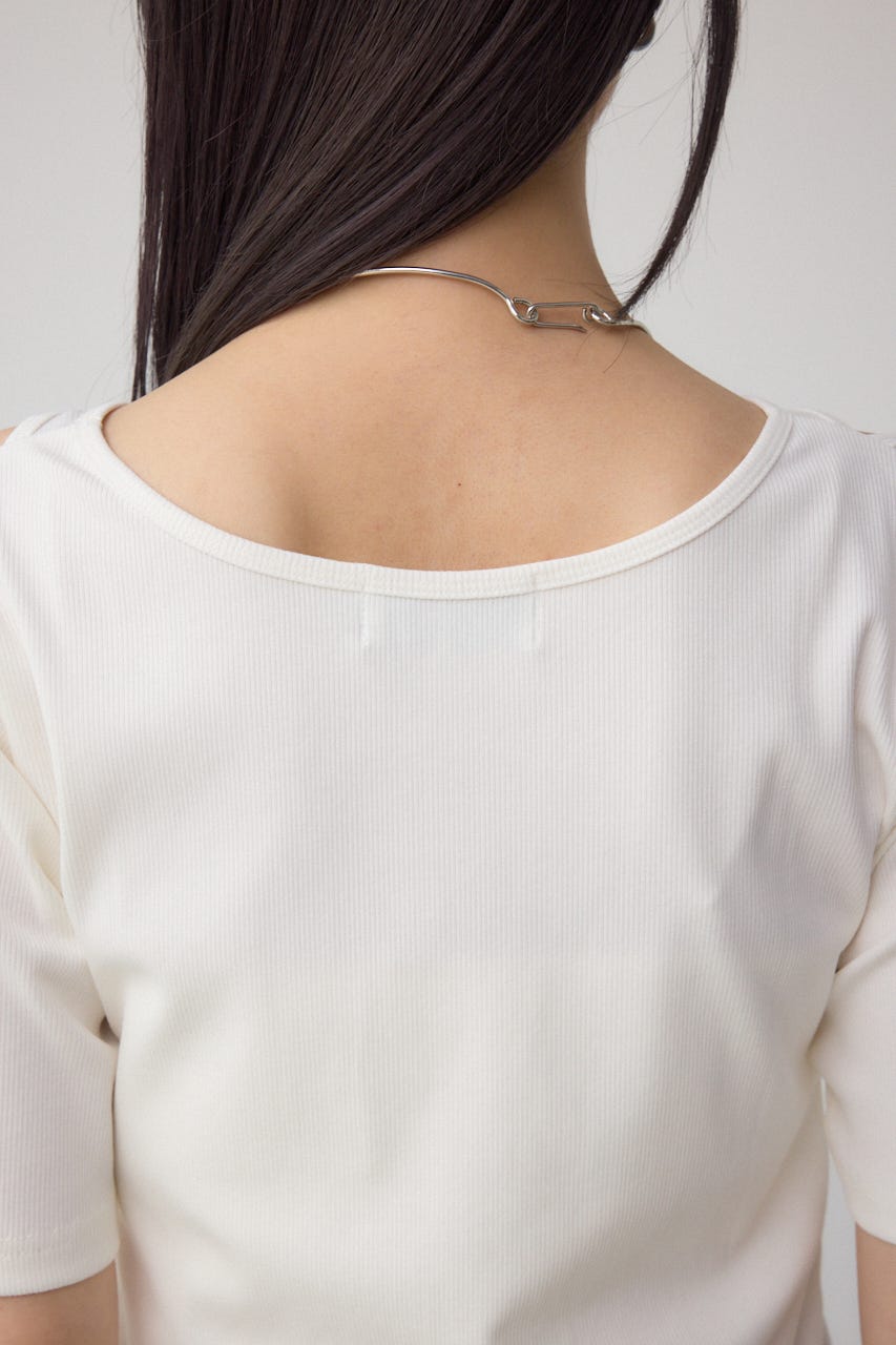 デザインネックショートTシャツ O/WHT FREE