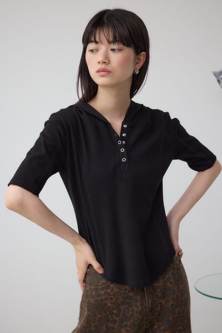 AZUL BY MOUSSY | ヘンリーネックフーディーリブトップス (T