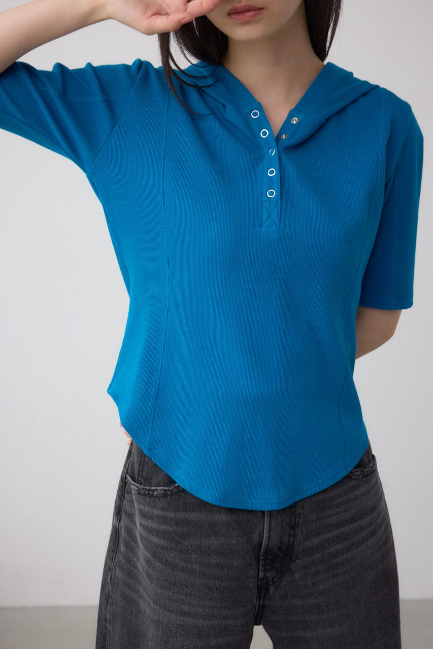 AZUL BY MOUSSY | ヘンリーネックフーディーリブトップス (T