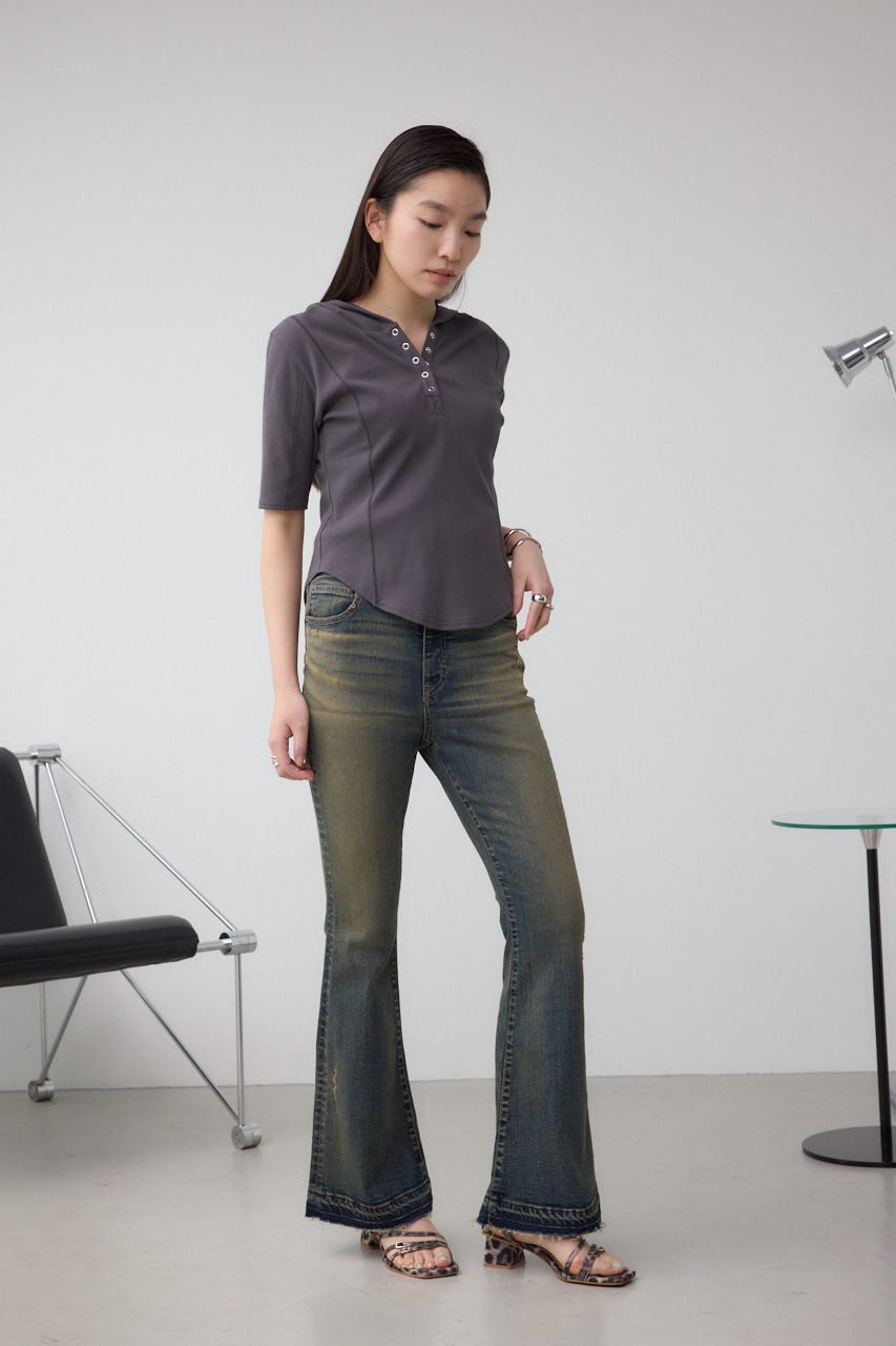 AshleyP!24 様♡専用ページ AZUL BY MOUSSY | ヘンリーネックフーディーリブトップス (T