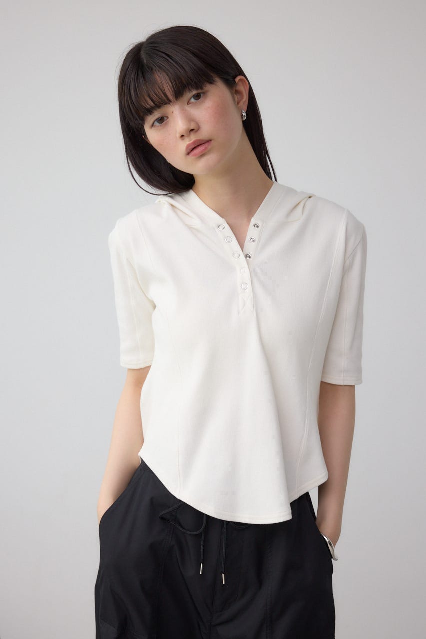 AZUL BY MOUSSY | ヘンリーネックフーディーリブトップス (T