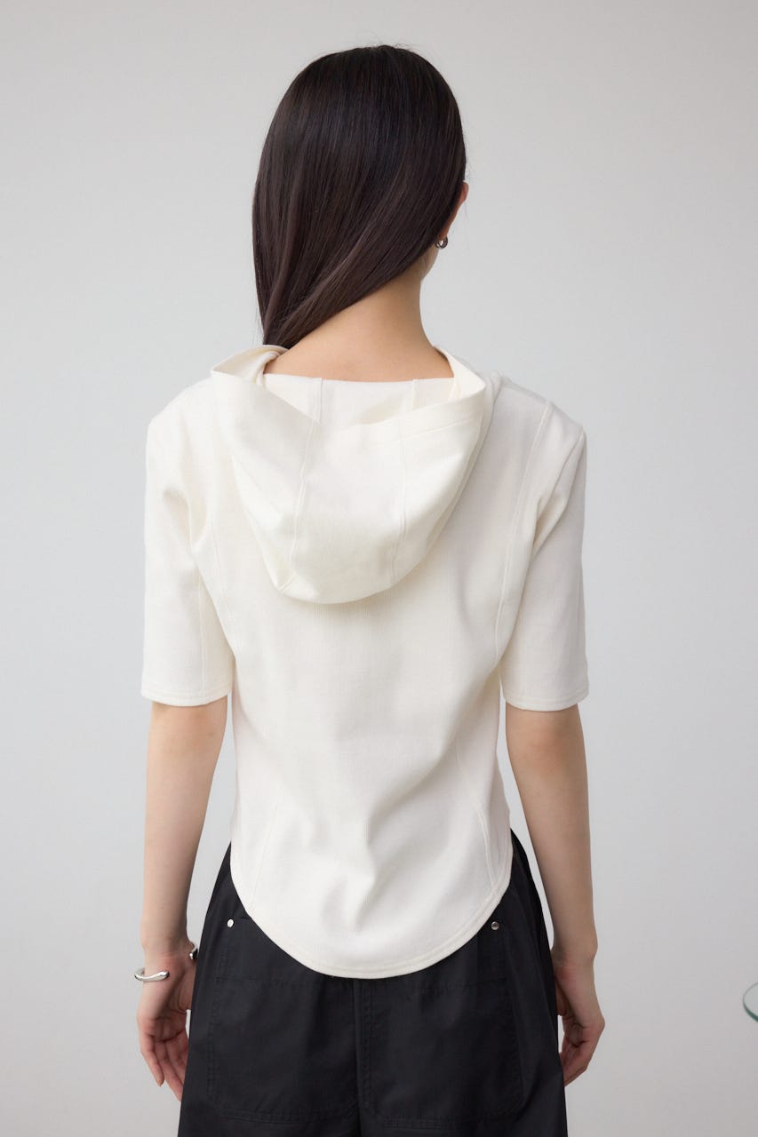 ヘンリーネックフーディーリブトップス IVOY FREE