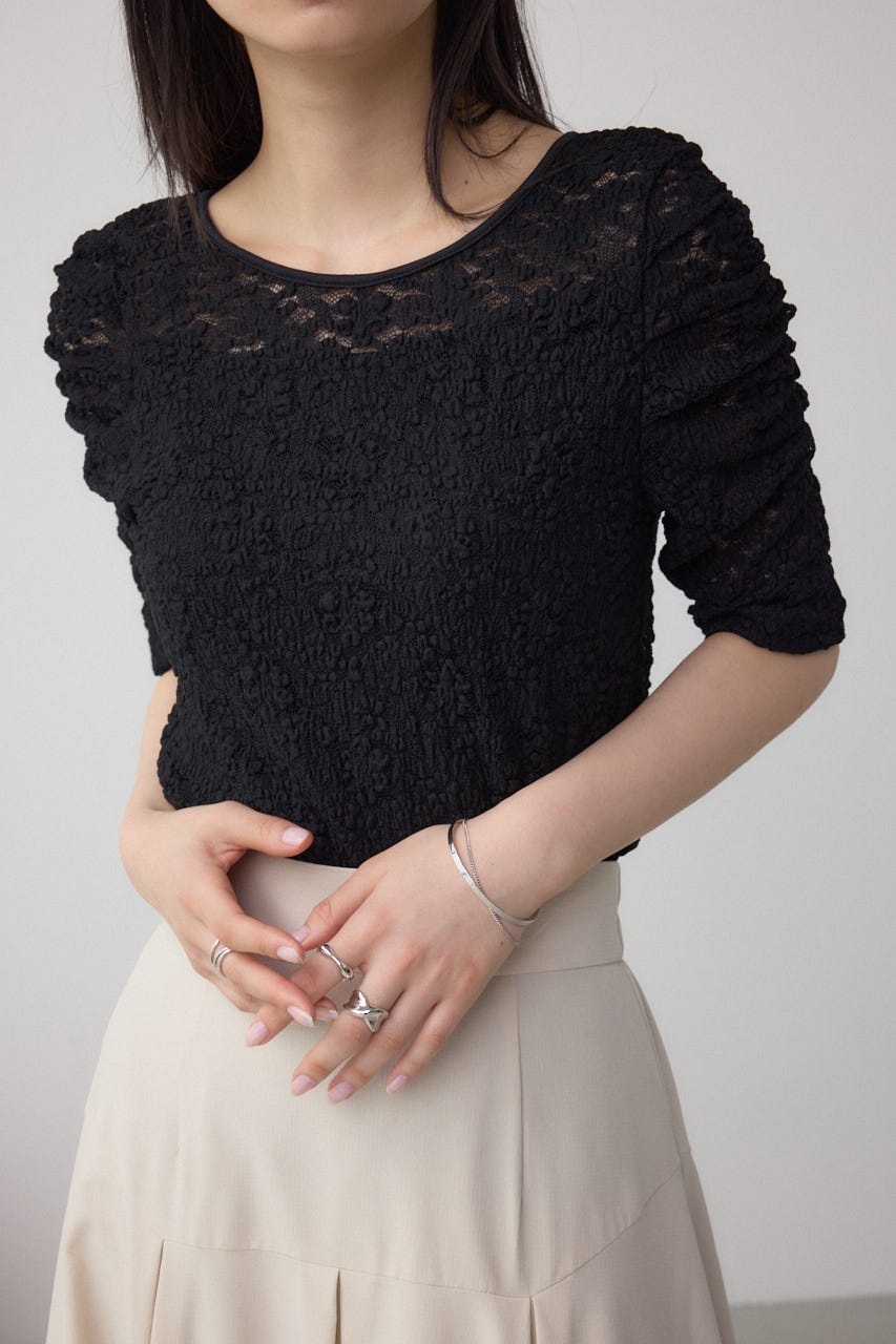 2WAYギャザーレーストップス BLK FREE