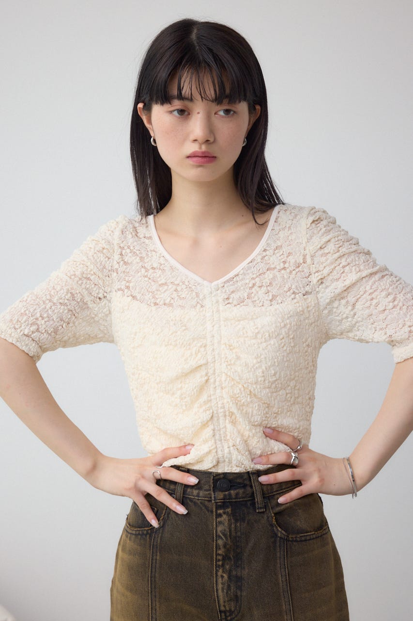 2WAYギャザーレーストップス WHT FREE