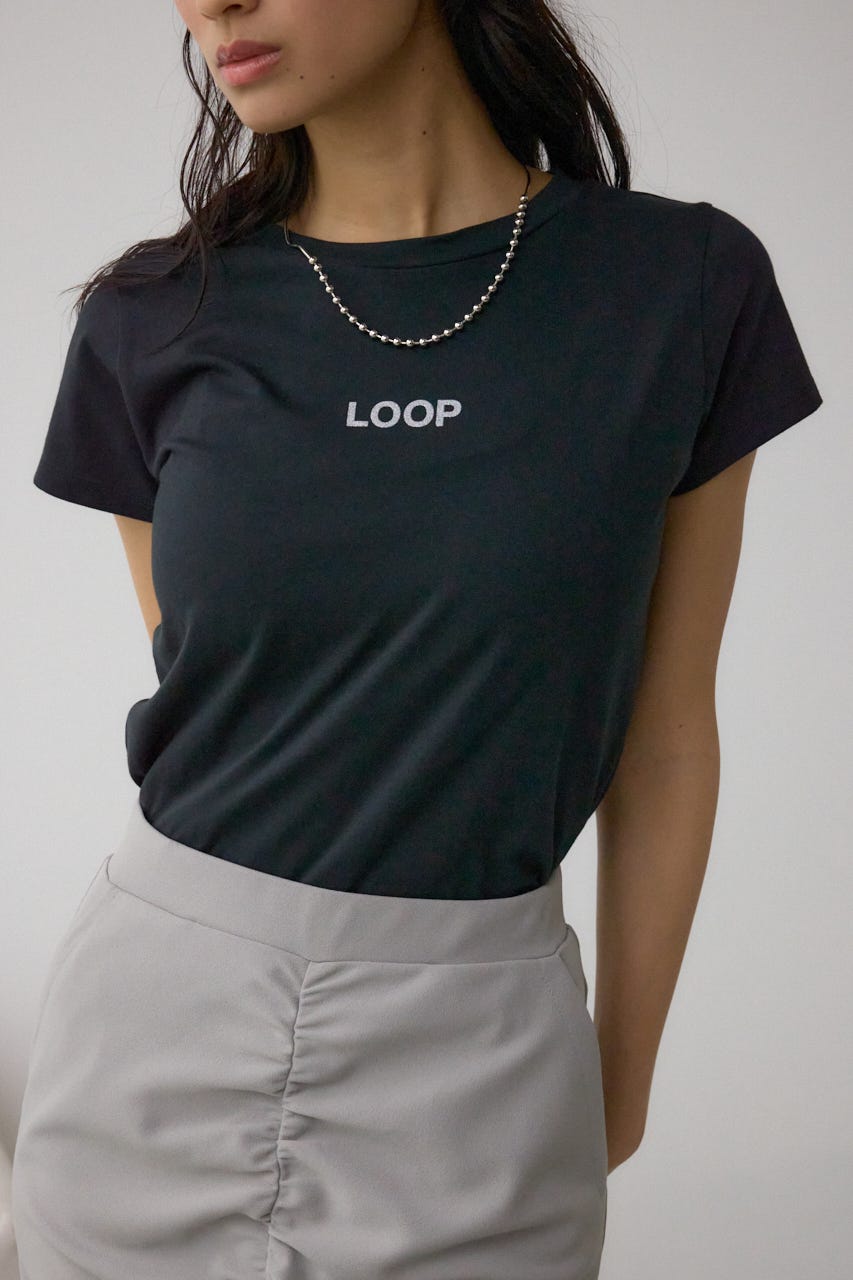 グリッタープリントTシャツ BLK FREE