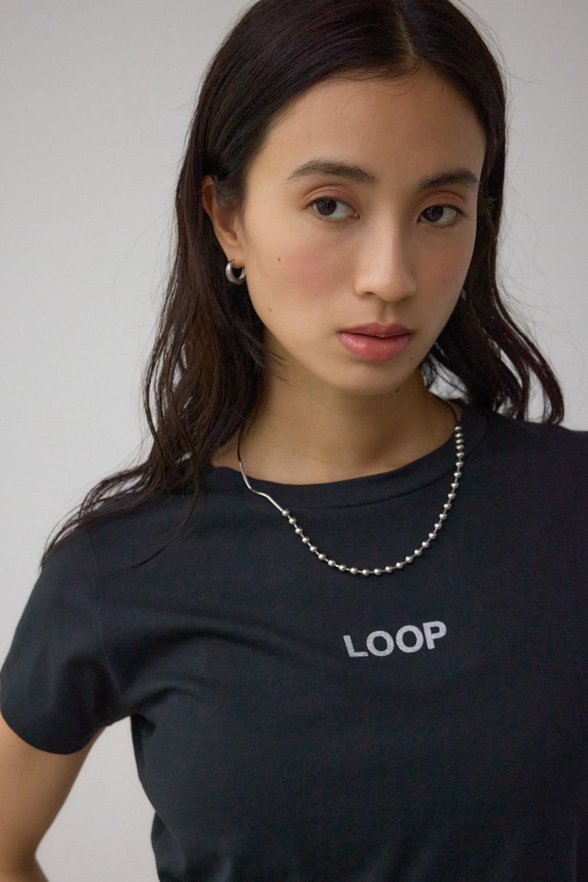 グリッタープリントTシャツ BLK FREE