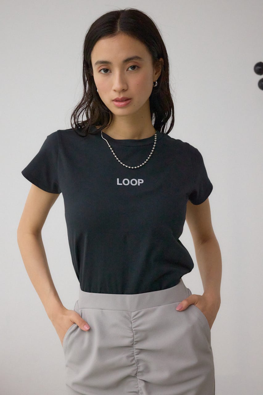 グリッタープリントTシャツ BLK FREE