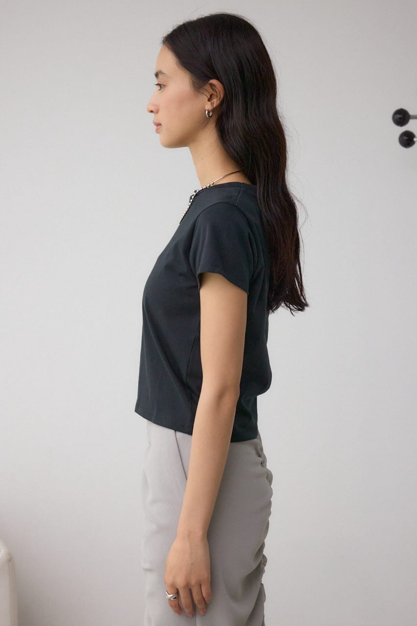 グリッタープリントTシャツ BLK FREE