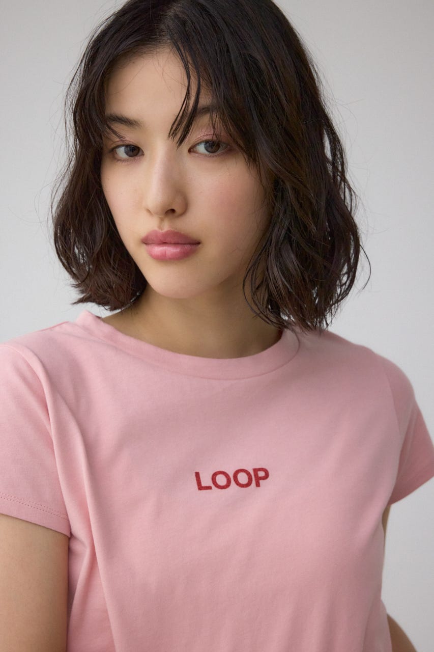 グリッタープリントTシャツ PNK FREE