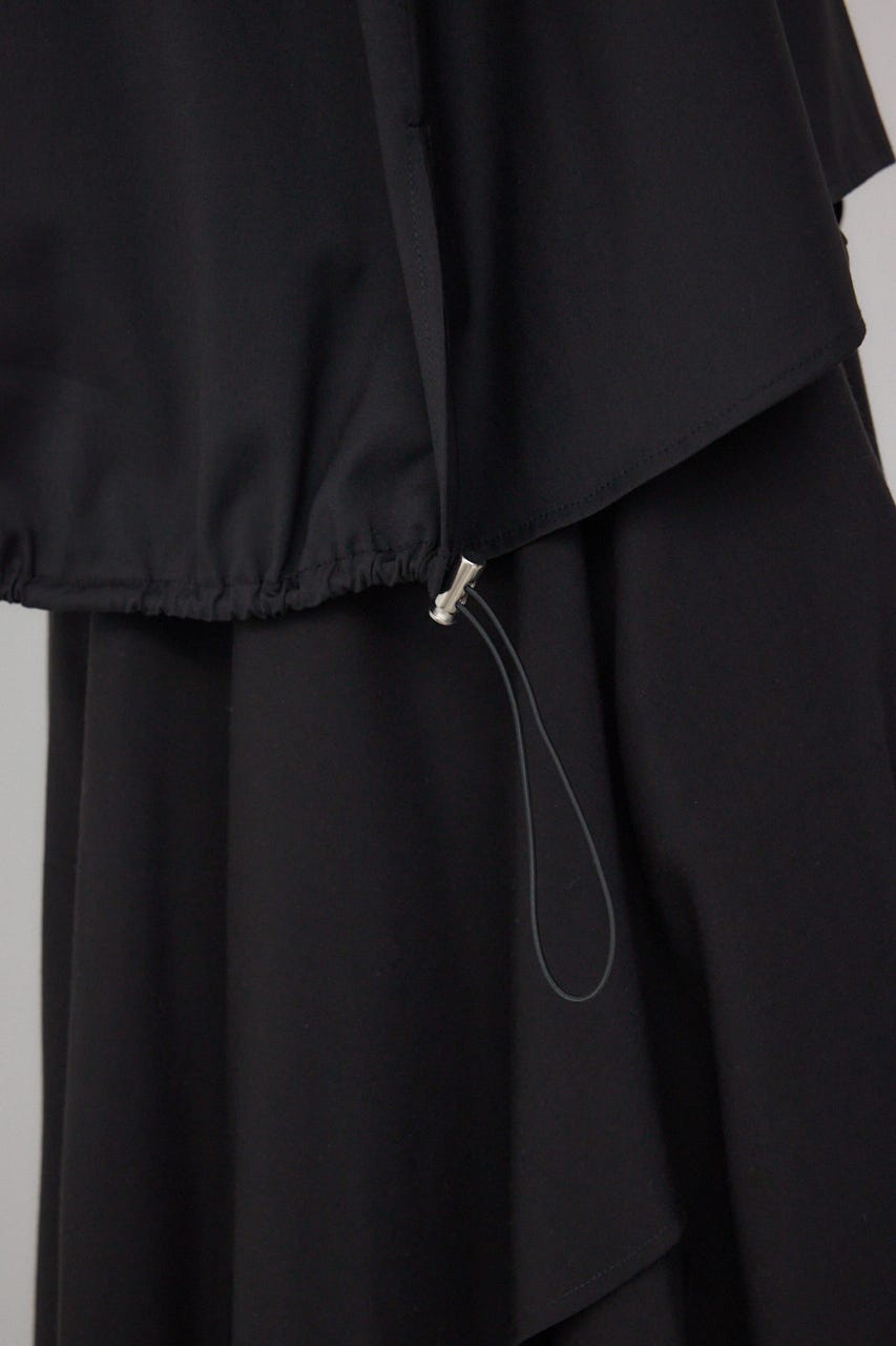 【PLUS】ランダムドレープブラウス BLK FREE
