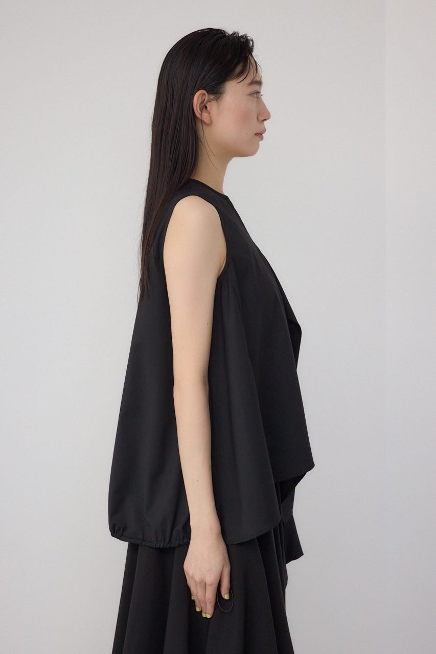 【PLUS】ランダムドレープブラウス BLK FREE