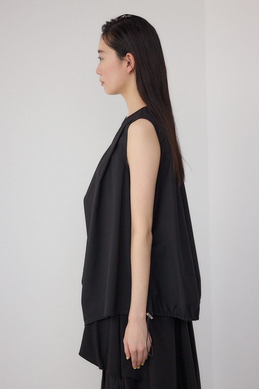 【PLUS】ランダムドレープブラウス BLK FREE