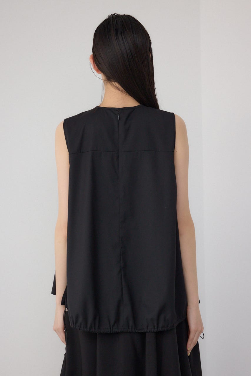 【PLUS】ランダムドレープブラウス BLK FREE
