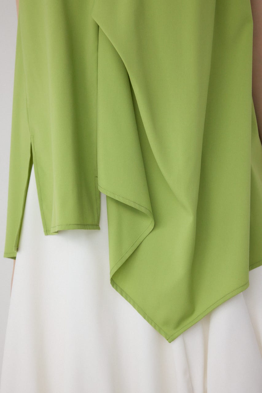 【PLUS】ランダムドレープブラウス LIME FREE