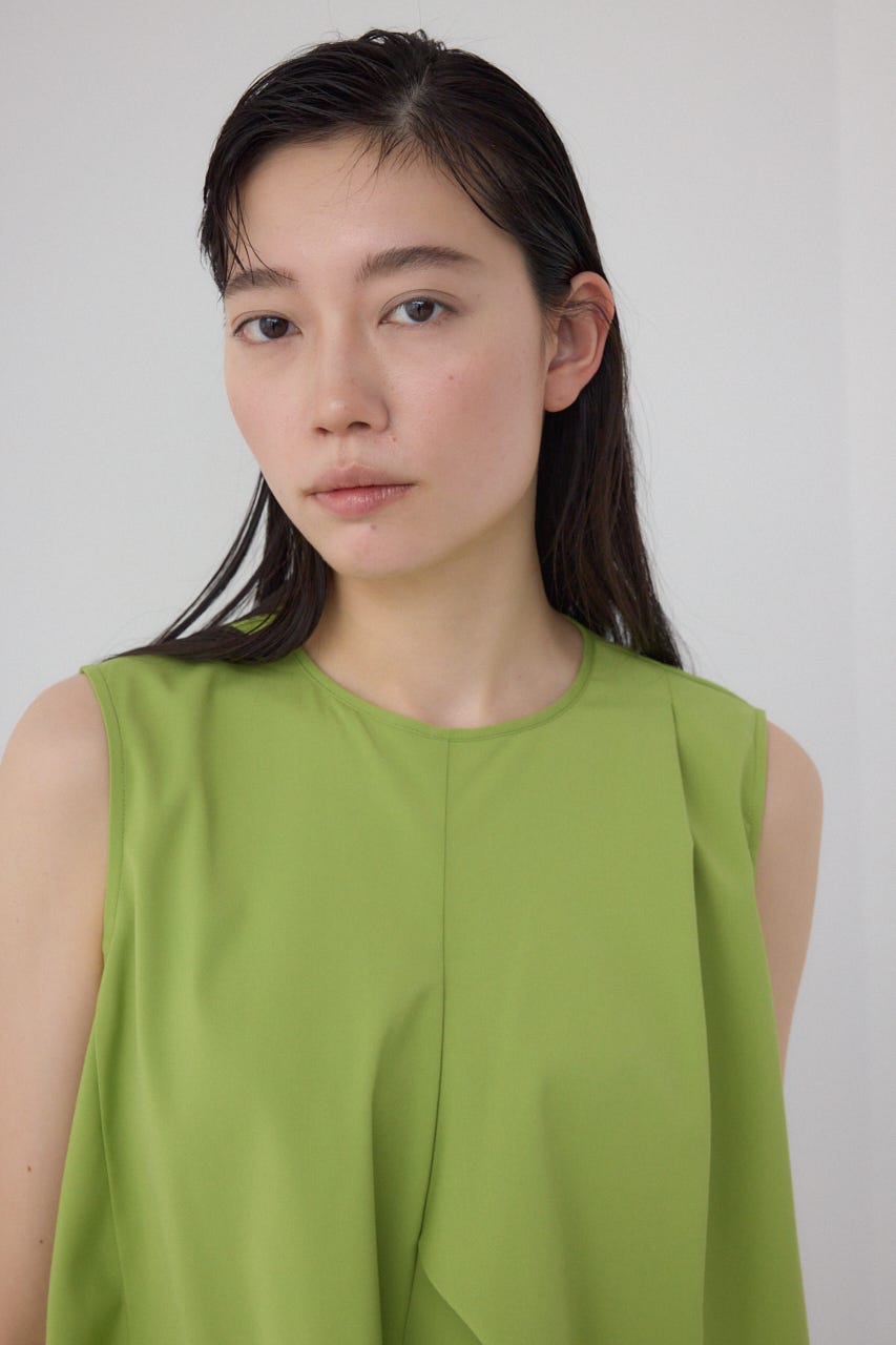 【PLUS】ランダムドレープブラウス LIME FREE