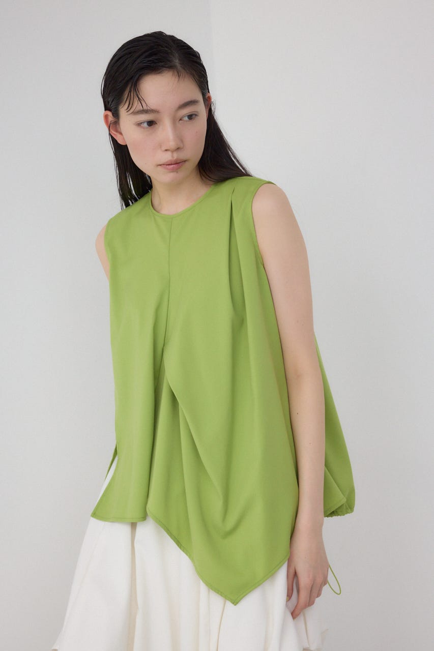 【PLUS】ランダムドレープブラウス LIME FREE
