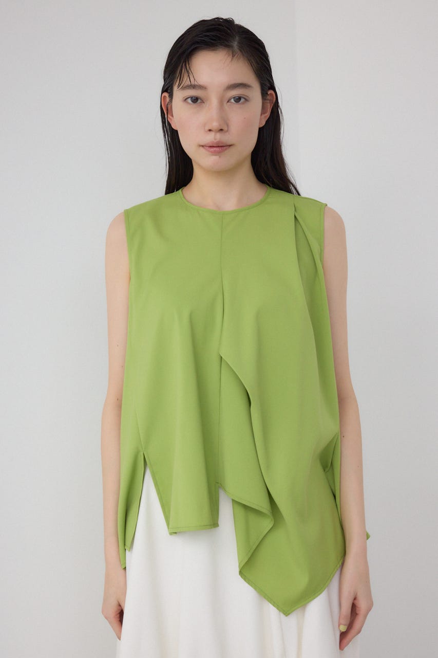 【PLUS】ランダムドレープブラウス LIME FREE