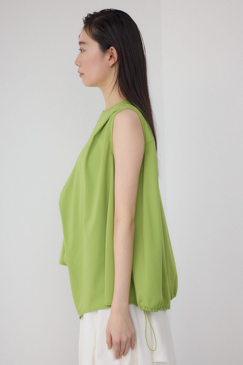 【PLUS】ランダムドレープブラウス LIME FREE