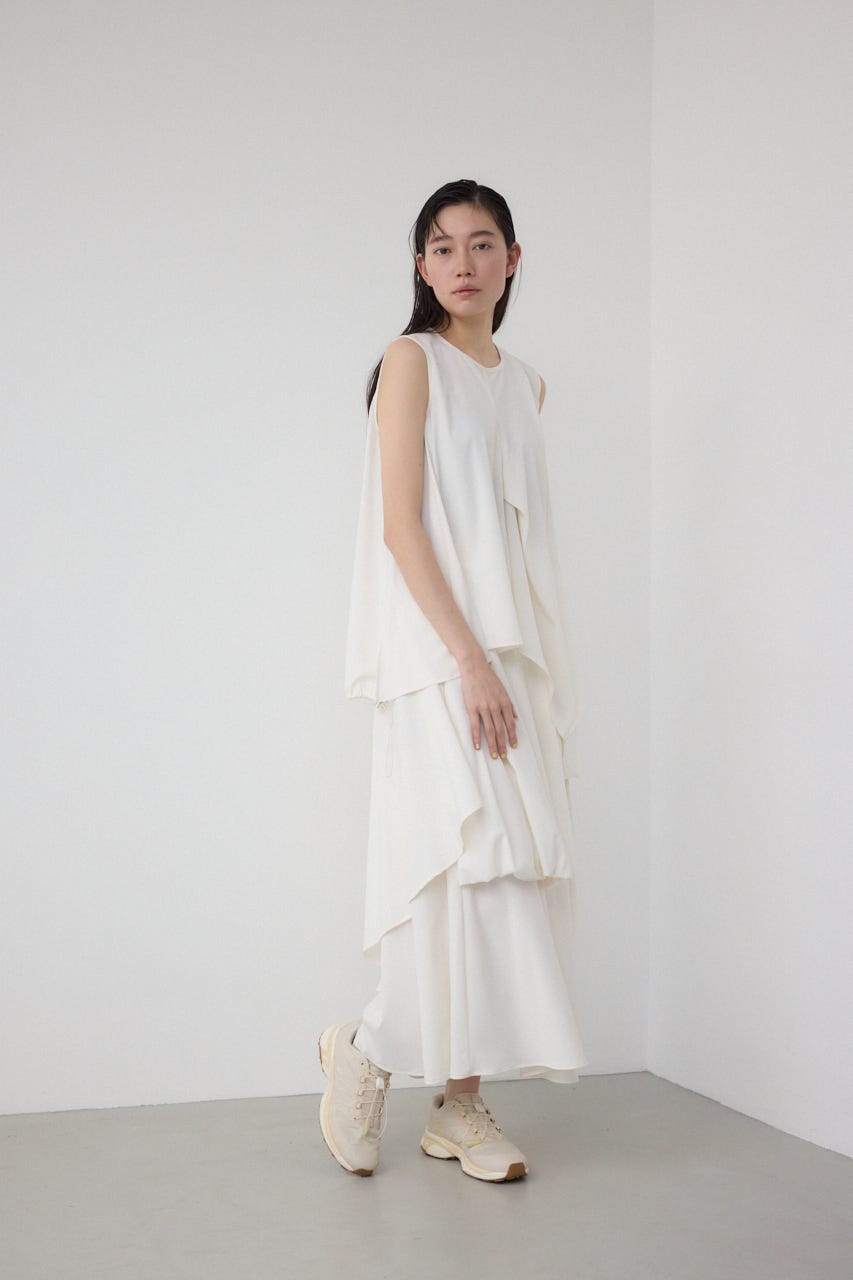 【PLUS】ランダムドレープブラウス WHT FREE