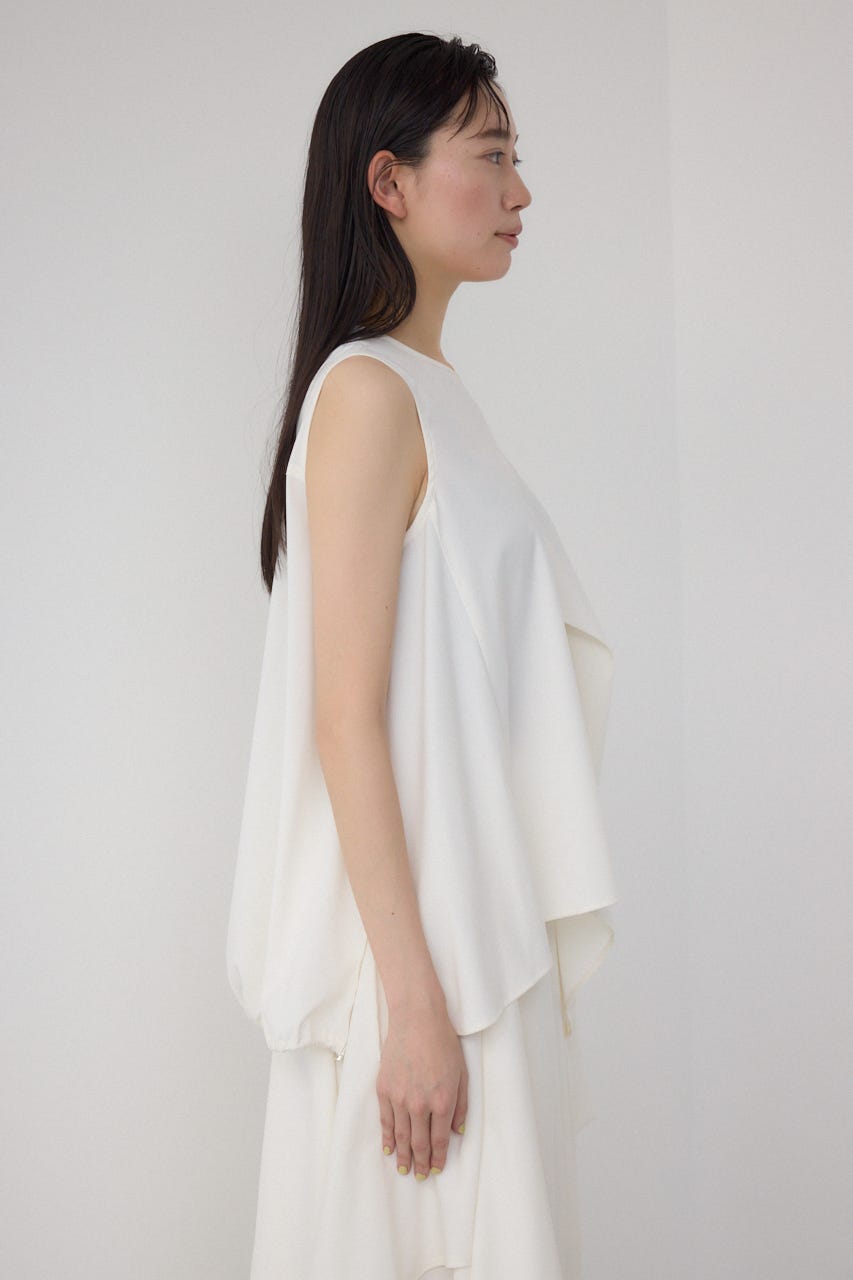 【PLUS】ランダムドレープブラウス WHT FREE