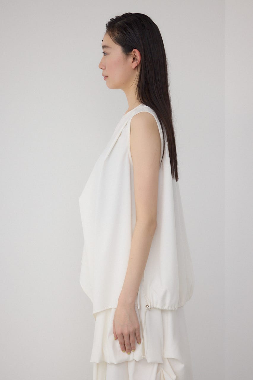 【PLUS】ランダムドレープブラウス WHT FREE