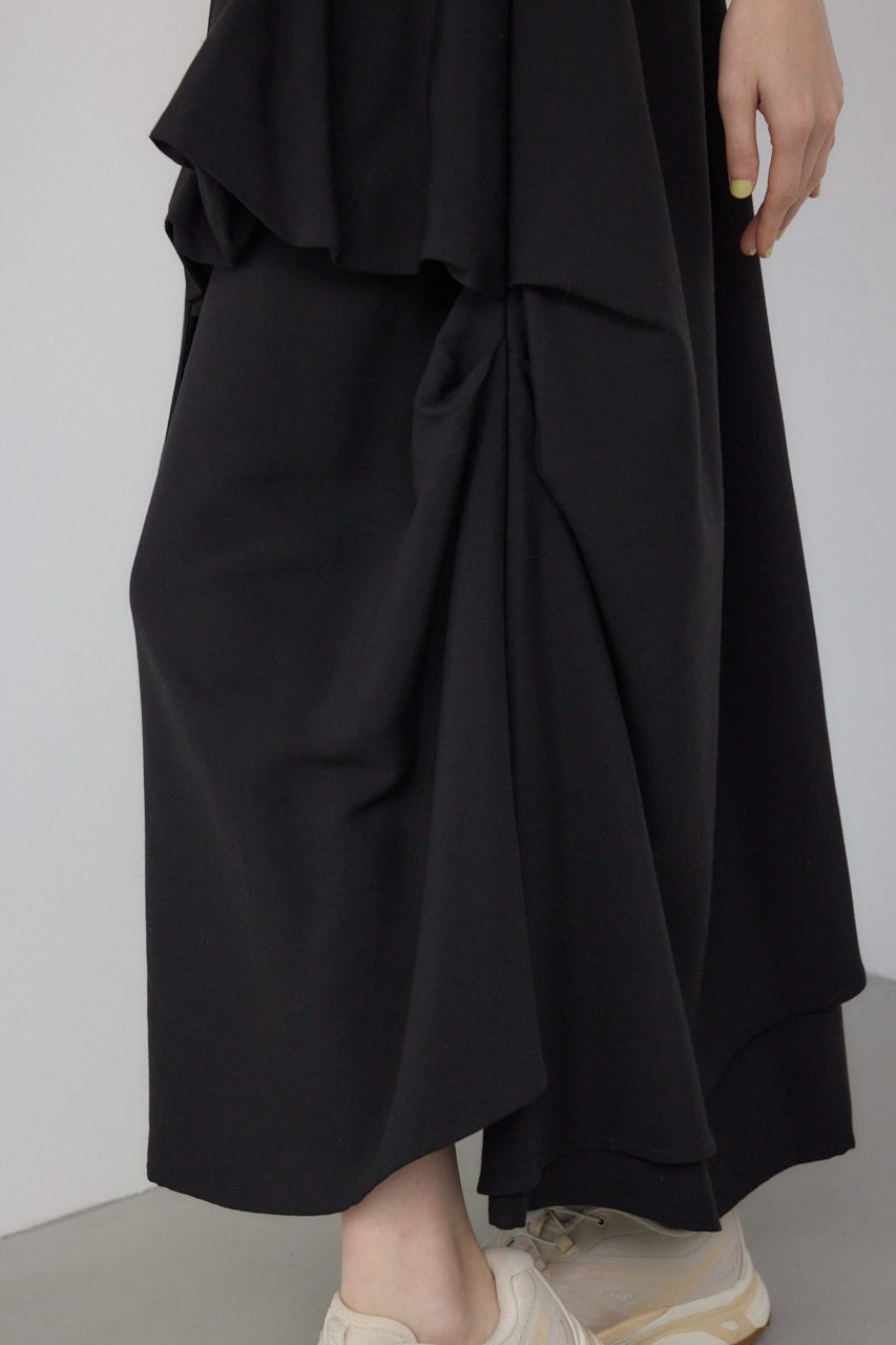 【PLUS】コンビネーションレイヤードスカート BLK S