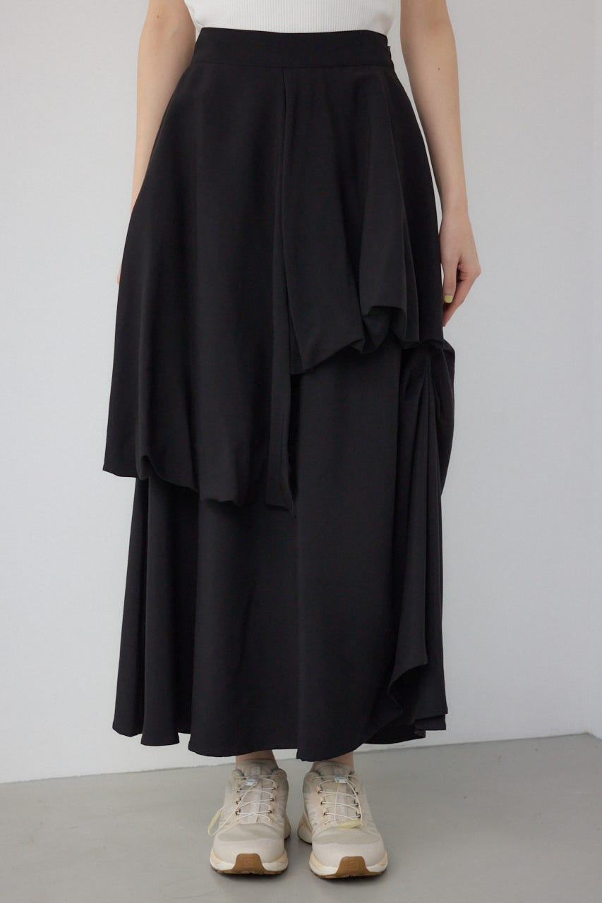【PLUS】コンビネーションレイヤードスカート BLK S