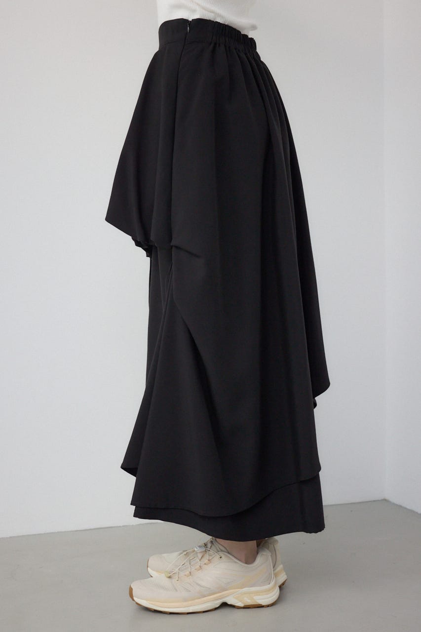 【PLUS】コンビネーションレイヤードスカート BLK S