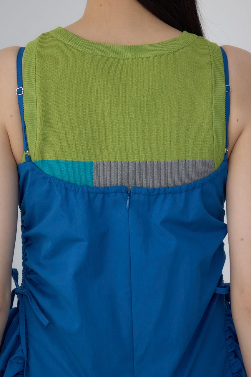 アルバローザ　オールドハイビのスムースワンピ　ブルー AZUL by moussy｜前後2WAYバルーンギャザーワンピース | Rakuten