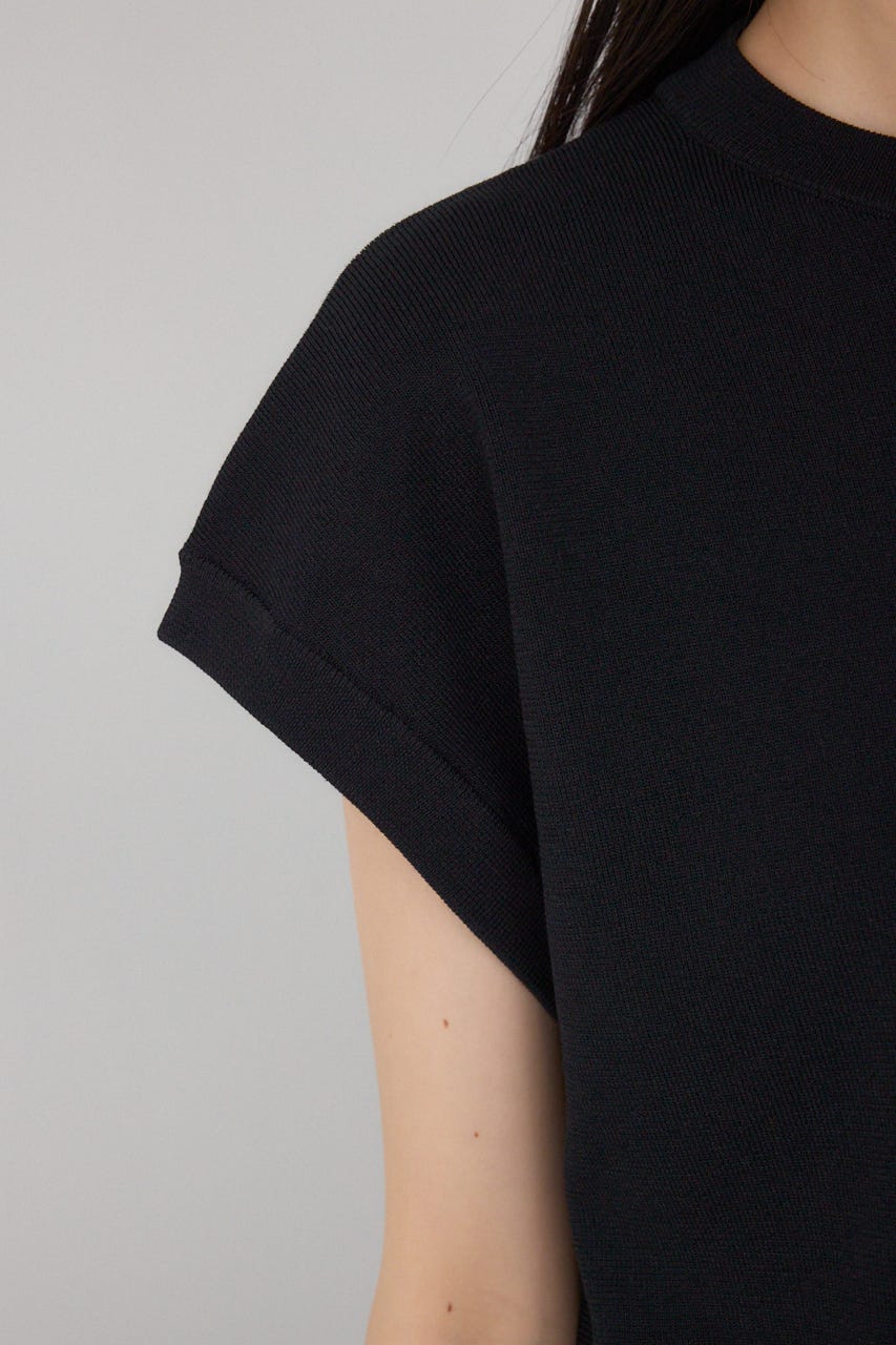 【PLUS】ブロッキングアシンメトリーニットベスト BLK FREE