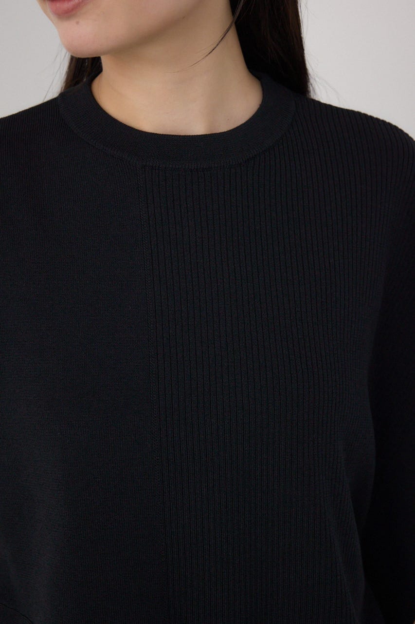 【PLUS】ブロッキングアシンメトリーニットベスト BLK FREE