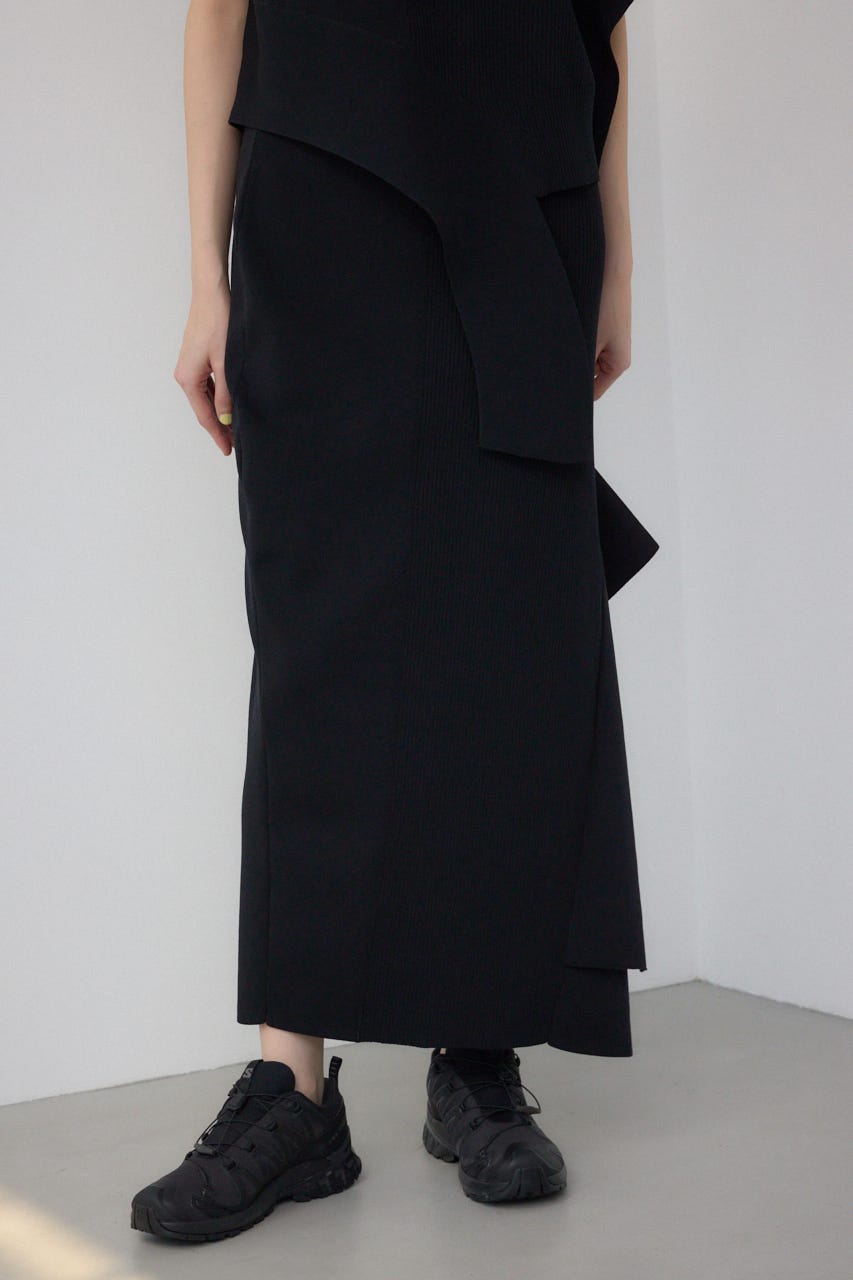 【PLUS】パネルドレープマーメイドスカート BLK S
