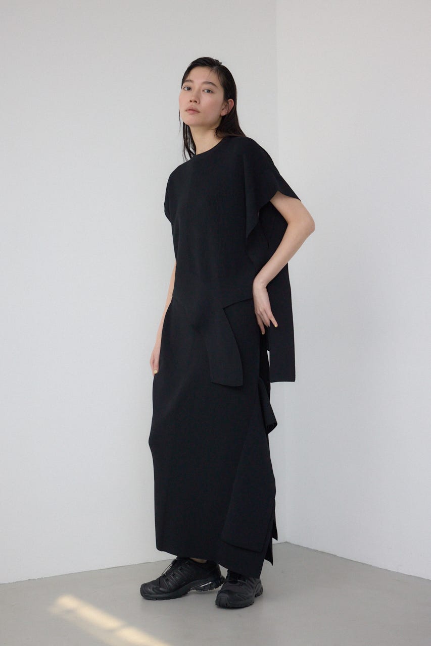 【PLUS】パネルドレープマーメイドスカート BLK S