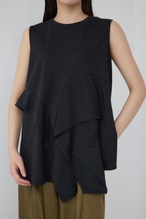 【PLUS】タックドレープアシメタンク