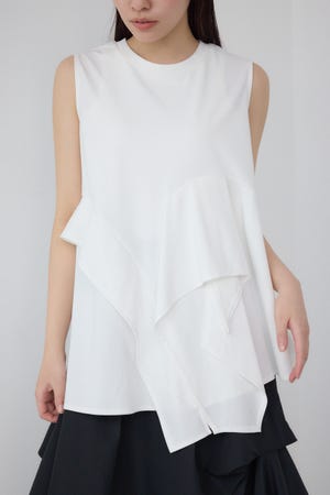 【PLUS】タックドレープアシメタンク