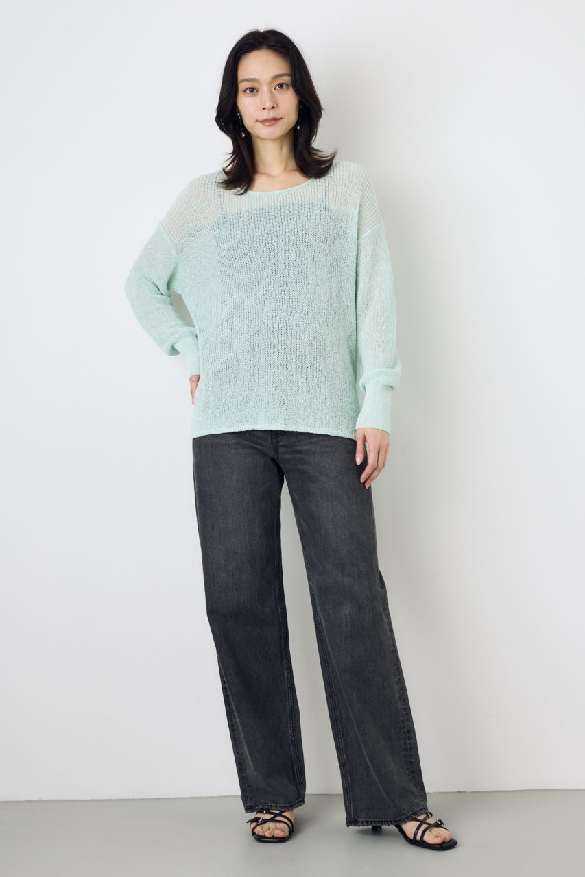 AZUL DENIM ハイウエストワイドデニム L/BLK M