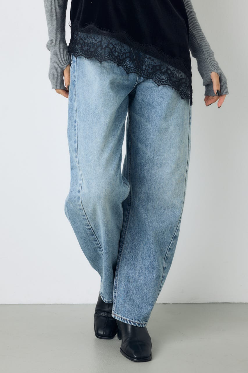 AZUL DENIM クロスベルトバレルデニム L/BLU XS