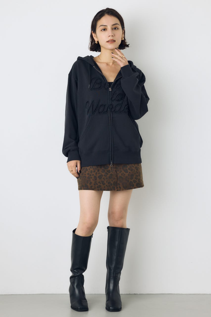 AZUL DENIM レオパードクロスミニスカート 柄BRN S