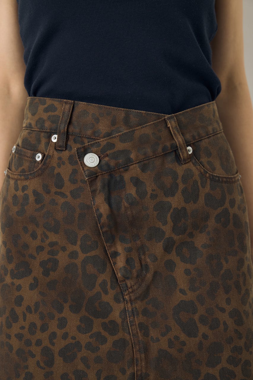 AZUL DENIM レオパードクロスミニスカート 柄BRN S