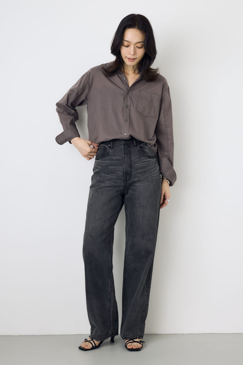 AZUL DENIM ハイウエストワイドデニム L/BLK L