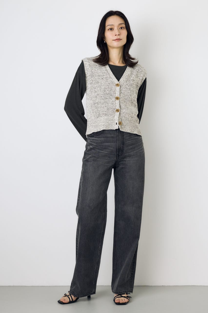 AZUL DENIM ハイウエストワイドデニム L/BLK L